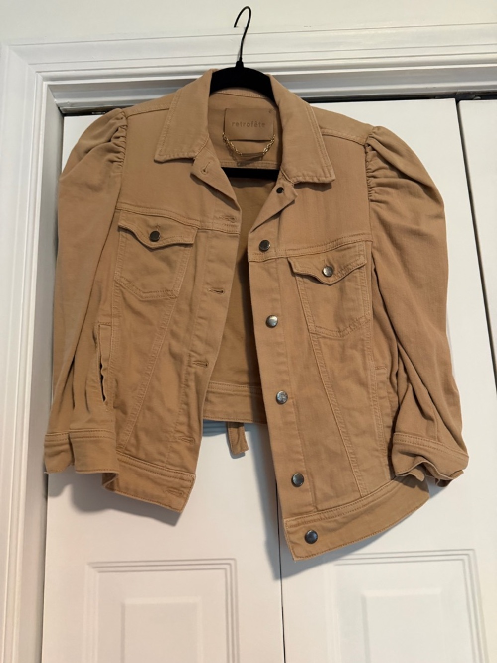 Retrofete Tan Puff-Sleeve Jacket